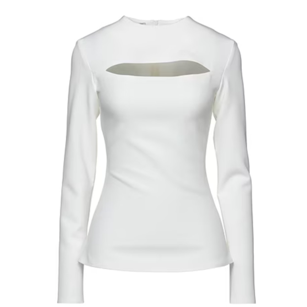 SOLD AWAKE Mode Blouse Cutout Cream White Crepe 40 = US 6